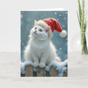 Kerstfeest Pet op White Cat Feestdagen Kaart
