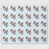 Kerstfeest Pinguïn Cadeaupapier (Vlak)