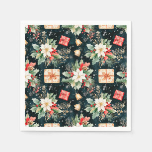 Kerstfeest Poinsettia Bloemen Servet