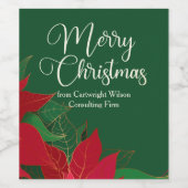 Kerstfeest Poinsettia Elegant Aanpasbaar Wijn Etiket (Enkel label)