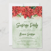Kerstfeest Poinsettia Verrassingsfeest Kaart (Voorkant)