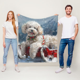 Kerstfeest Poodelhond Fleece Deken