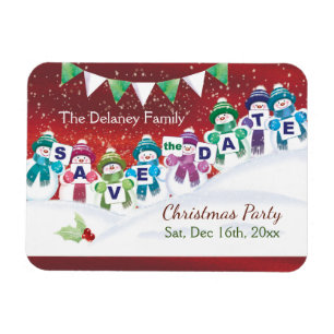 Kerstfeest, red de Datum, Jolly Snowmen Magneet