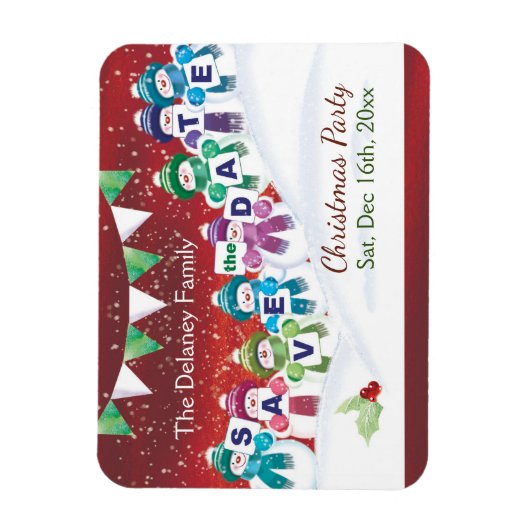 Kerstfeest, red de Datum, Jolly Snowmen Magneet (Verticaal)
