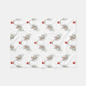 Kerstfeest Red Nosed Deer Pine Berries Fleece Deken (Voorkant (Horizontaal))