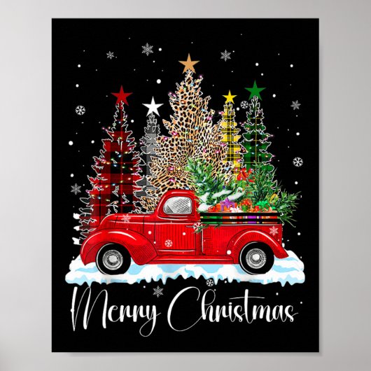  kerstfeest Red Truck Old Fashioned Ch Poster (Voorkant)
