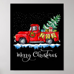 kerstfeest Red Truck Old Fashioned Ch Poster
