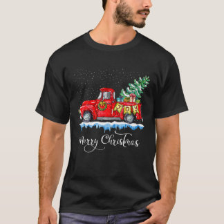kerstfeest Red Truck Old Funny Family T-shirt