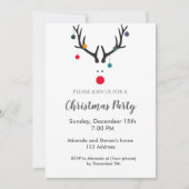 Kerstfeest rendier modern wit rood kaart (Voorkant)