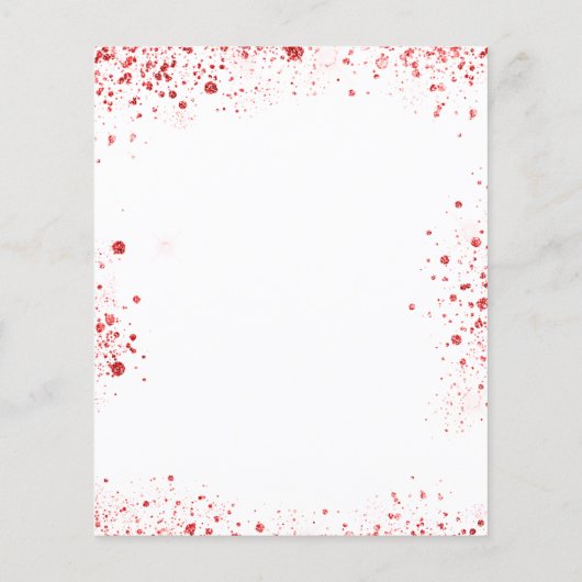 Kerstfeest rendier rood glitters invitatie (Achterkant)