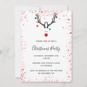 Kerstfeest rendiert roodwitte leuke uitnodiging (Voorkant)