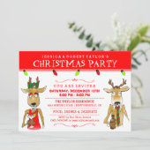 Kerstfeest rendiertje met Drink uitnodigen Kaart (Staand voorkant)