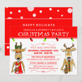 Kerstfeest rendiertje met Drink uitnodigen Kaart (Voorkant / Achterkant)