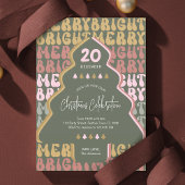 Kerstfeest Retro Groovy Kleurrijke Leuk Feestelijk Kaart