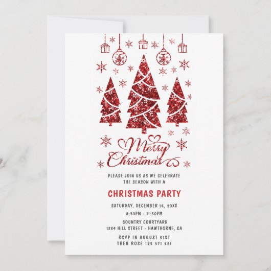 Kerstfeest Rode boom Uitnodiging (Voorkant)