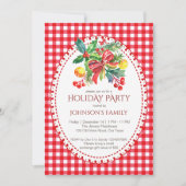 Kerstfeest rode gingham dennen kaart (Voorkant)