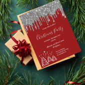 Kerstfeest rode glitter-uitnodiging briefkaart