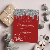 Kerstfeest rode glitter-uitnodiging briefkaart