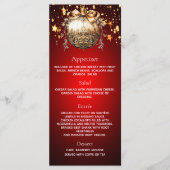 Kerstfeest rode gouden kerstbal dinermenu menu (Voorkant)