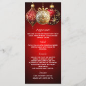 Kerstfeest rode gouden kerstballen diner menu (Voorkant)