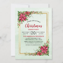 Kerstfeest Rode Poinsettia Bloemstuk Gouden Lijst