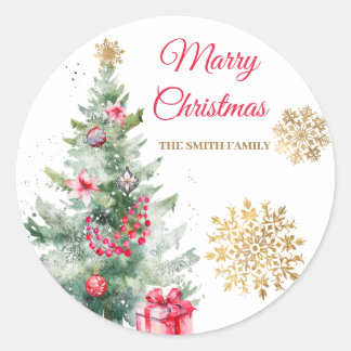 Kerstfeest Rode Poinsettia Ronde Sticker