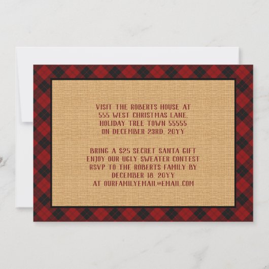 Kerstfeest Rode Truck Tree Plaid Check Kaart (Achterkant)
