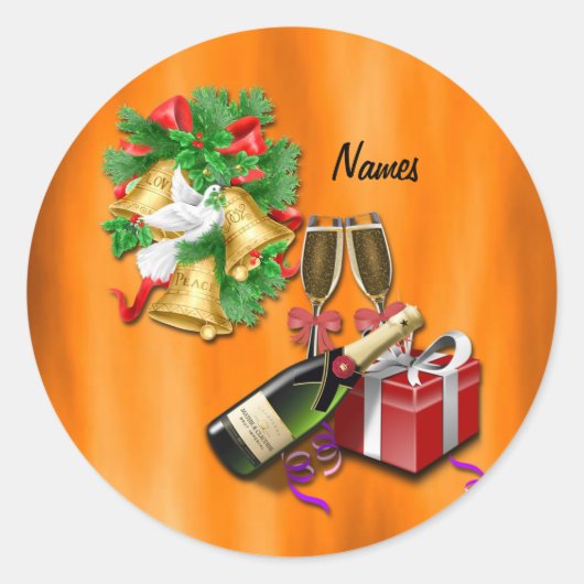 kerstfeest ronde sticker (Voorkant)