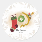 kerstfeest ronde sticker (Voorkant)