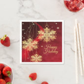 Kerstfeest Rood Golden Snowflakes Holiday Servet (Insitu)