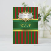 Kerstfeest Rood Goud Goud RSVP Kaartje (Staand voorkant)