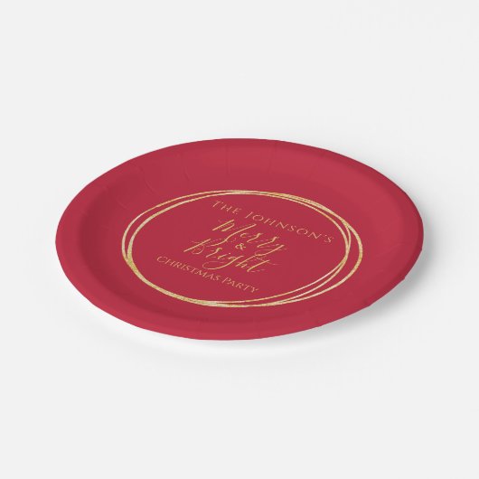 Kerstfeest rood goud papieren bordje (Gekanteld)