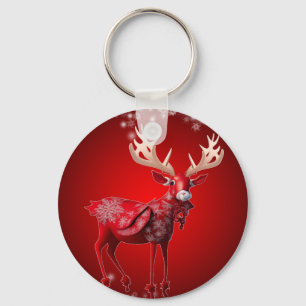 Kerstfeest Rood Rendier Winter Vakantie Sleutelhanger