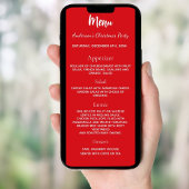 Kerstfeest rood wit diner menu kaart