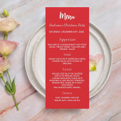 Kerstfeest rood wit dinerkaart kaart