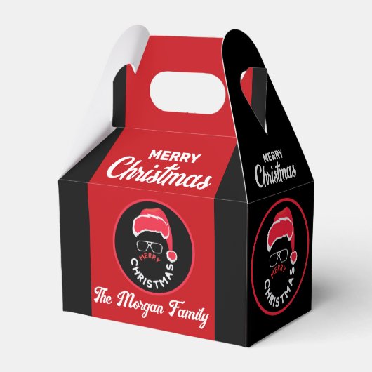 Kerstfeest rood zwart bedankdoosjes (Voorkant Zijde)