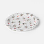 Kerstfeest Roodnosrenderpine Berries Papieren Bordje (Gekanteld)