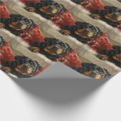 Kerstfeest Rottweiler hond Cadeaupapier (Hoek)
