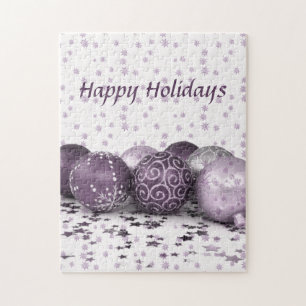 Kerstfeest Roze Paarse Ornamenten Snowflake Legpuzzel
