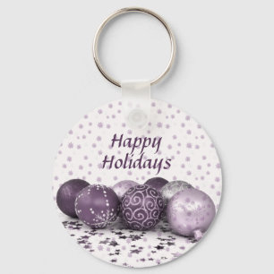 Kerstfeest Roze Paarse Ornamenten Snowflake Sleutelhanger