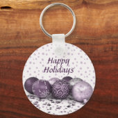Kerstfeest Roze Paarse Ornamenten Snowflake Sleutelhanger (Voorkant)