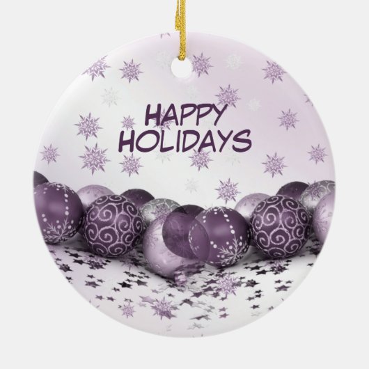 Kerstfeest Roze Paarse Snowflakes Elegant Keramisch Ornament (Achterkant)