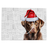 Kerstfeest Santa Chocolate Labrador Hondenvakantie Groot Cadeauzakje (Achterkant)