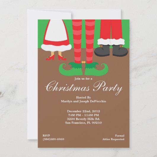 Kerstfeest, Santa, Elf en Mrs Claus Holiday Kaart (Voorkant)