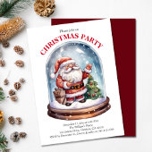 Kerstfeest Santa Winter Sneeuw Wereldbol Uitnodigi Aankondiging