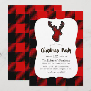 Kerstfeest Scrapbook Motief met Buffalo Plaid Hert Kaart