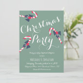 Kerstfeest Script Candy Cane Vintage Uitnodiging (Staand voorkant)