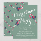 Kerstfeest Script Candy Cane Vintage Uitnodiging (Voorkant / Achterkant)