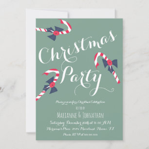 Kerstfeest Script Candy Cane Vintage Uitnodiging