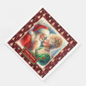 Kerstfeest Servetten Rood Goud Groene Kerstman (Hoek)